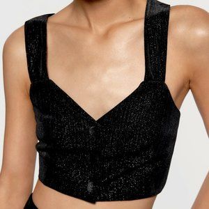 ZARA VELVET TOP WITH METALLIC THREAD